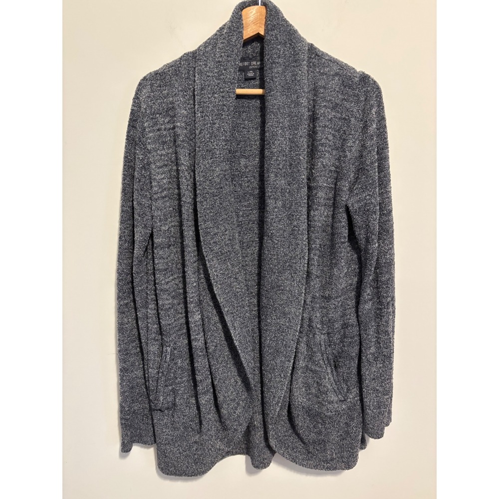 Barefoot Dreams CozyChic Lite Circle Cardigan Blue Marled Shawl Collar 452 L/XL